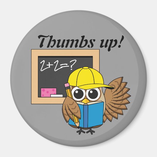 Aimant Dessin de chouette écolière | Ajouter du texte (Devant)