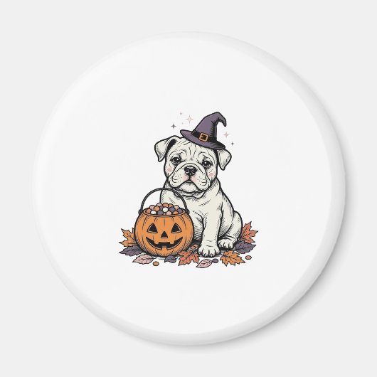 Aimant Dessin de citrouille de bouledogue d'Halloween gra (Devant)