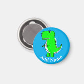 Aimant Dessin de dinosaure vert nom personnalisé (Recto/Verso)