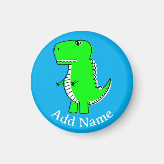 Aimant Dessin de dinosaure vert nom personnalisé (Devant)