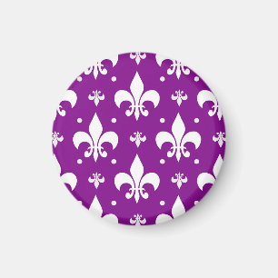 Aimant Dessin de fleur de lis violet et blanc
