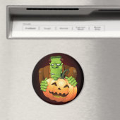 Aimant Dessin de Frankenstein Monster avec Citrouille (In Situ (Lave-vaisselle))