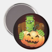 Aimant Dessin de Frankenstein Monster avec Citrouille (Recto/Verso)