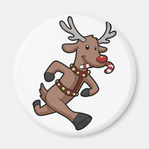 Aimant Dessin de Happy Reindeer Runs choisir la couleur