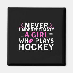 Aimant Dessin de hockey drôle pour filles femmes hockey s