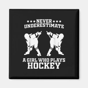 Aimant Dessin de hockey drôle pour filles femmes hockey s
