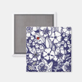 Aimant Dessin de jardin blanc bleu Shalom (Recto/Verso)