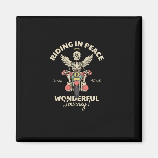 Aimant dessin de l'emblème du crâne ange équitation moto (Devant)