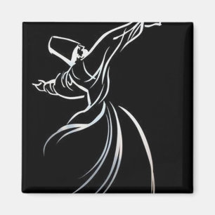 Aimant Dessin De Ligne Dervish Style De Calligraphe En Bl
