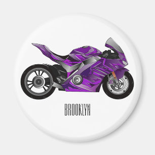 Aimant Dessin de moto de sport violet