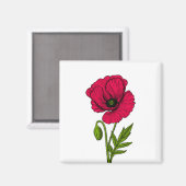 Aimant Dessin de pavot rouge (Recto/Verso)