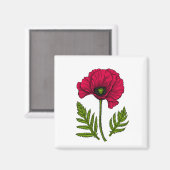 Aimant Dessin de pavot rouge 3 (Recto/Verso)