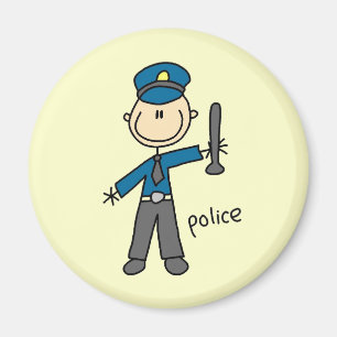 Aimant Dessin de policier bonhomme allumette