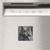 Aimant Dessin de portrait de chat majestueux à poils long (In Situ (Lave-vaisselle))