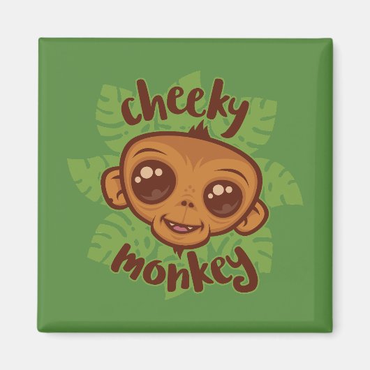 Aimant Dessin de primate de singe mignon (Devant)