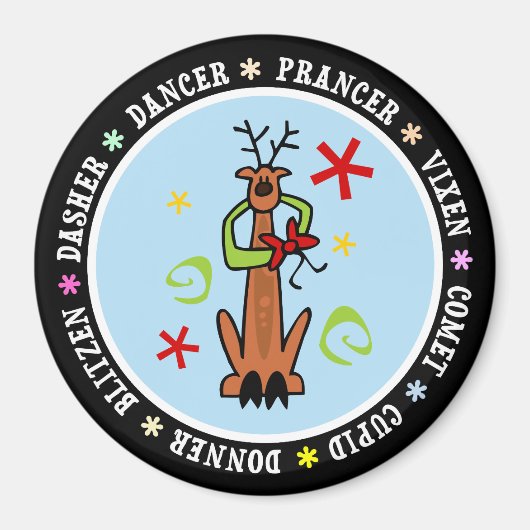 Aimant Dessin de Reindeer Stars & Swirls (Devant)