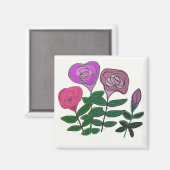 Aimant Dessin de rose coloré (Recto/Verso)