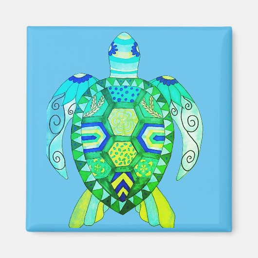 Aimant Dessin de tortue colorée (Devant)