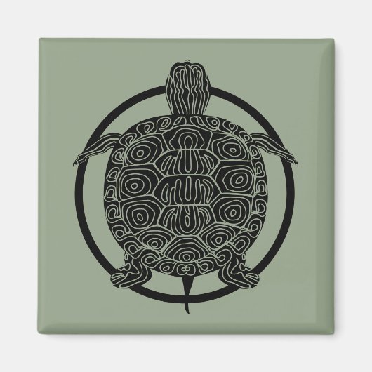 Aimant Dessin de tortue - Série de cercles fauniques (Devant)