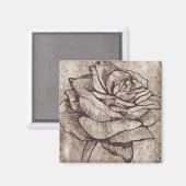 Aimant Dessin d'encre Rose rustique (Recto/Verso)