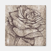 Aimant Dessin d'encre Rose rustique (Devant)