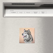 Aimant Dessin Dog Malamute de l'Alaska 2 (In Situ (Lave-vaisselle))