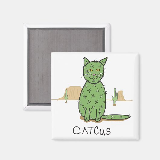Aimant Dessin drôle de cactus "Catcus" (Recto/Verso)