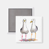 Aimant Dessin drôle d'encre de seagull - mouettes comique (Recto/Verso)