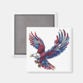 Aimant Dessin d'un aigle, concept 4 juillet (Recto/Verso)