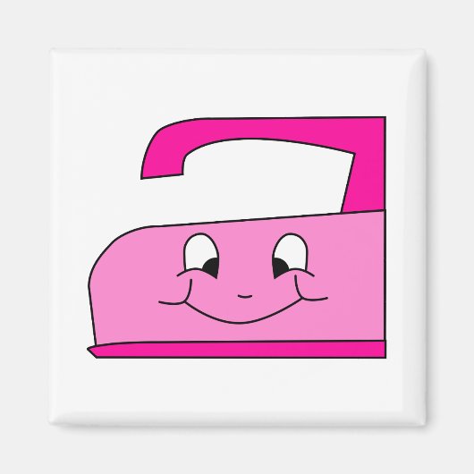 Aimant Dessin en fer rose. En blanc. (Devant)