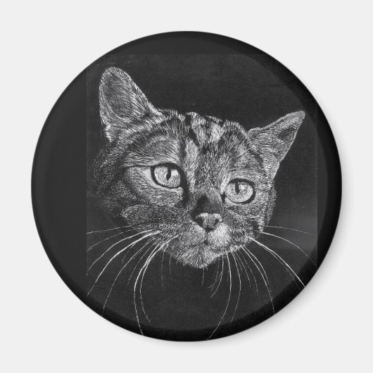 Aimant Dessin face de chat (Devant)