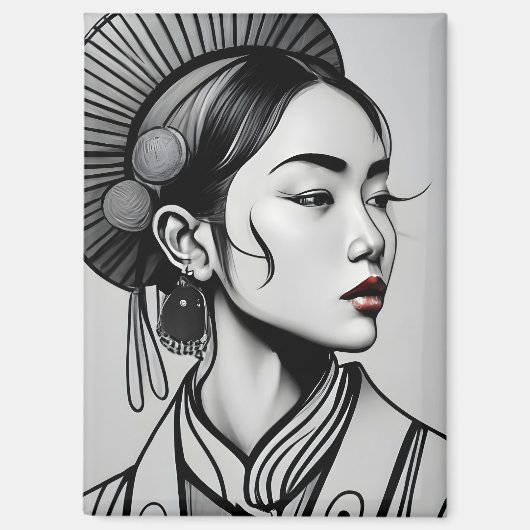 Aimant dessin fille chinoise (Recto)