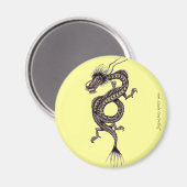 Aimant Dessin graphique dragon chinois dessin d'art magné (Recto/Verso)