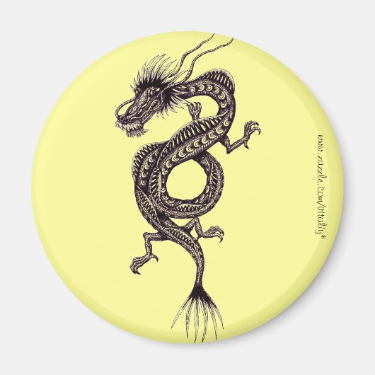 Aimant Dessin graphique dragon chinois dessin d'art magné (Devant)