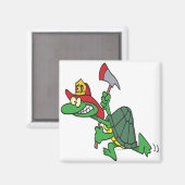 Aimant dessin humoristique de tortue pompier (Recto/Verso)