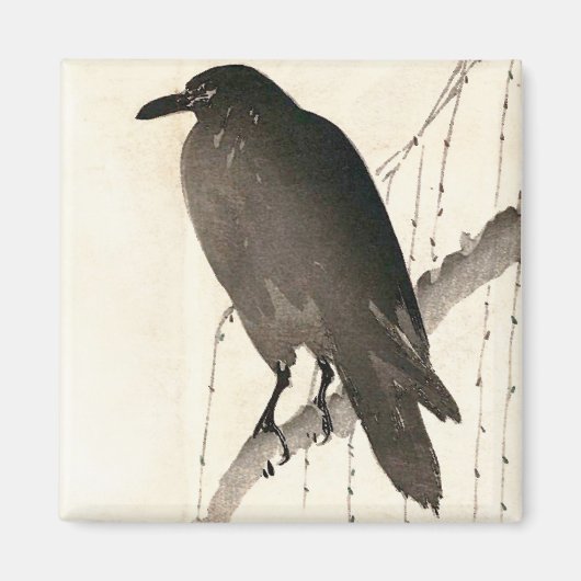 Aimant Dessin japonais d'un corbeau (Devant)