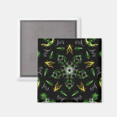Aimant Dessin numérique Mandala vert Smokey (Recto/Verso)