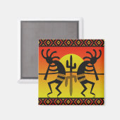 Aimant Dessin tribal du cactus de Southwest Kokopelli (Recto/Verso)