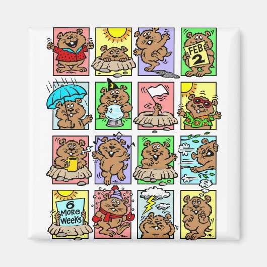 Aimant Dessins animés drôles de Groundhog Day (Devant)
