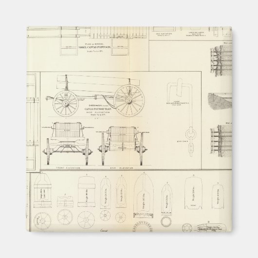 Aimant Dessins bateaux, ponts, chariots, projectiles (Devant)