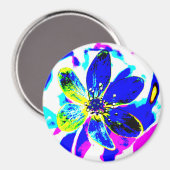 Aimant dessous de verre d'anémone bleu (Recto/Verso)