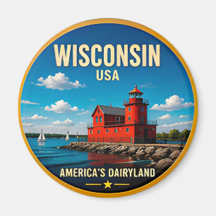 Aimant Destination de voyage Wisconsin Lac Michigan 🟡