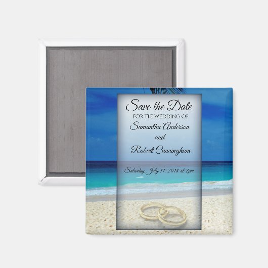 Aimant Destination Mariage avec anneaux Enregistrer la da (Recto/Verso)
