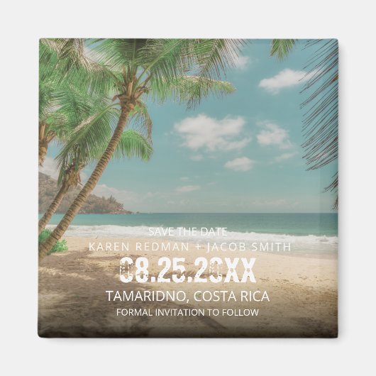 Aimant Destination Wedding Tropical Beach Save the Date (Devant)