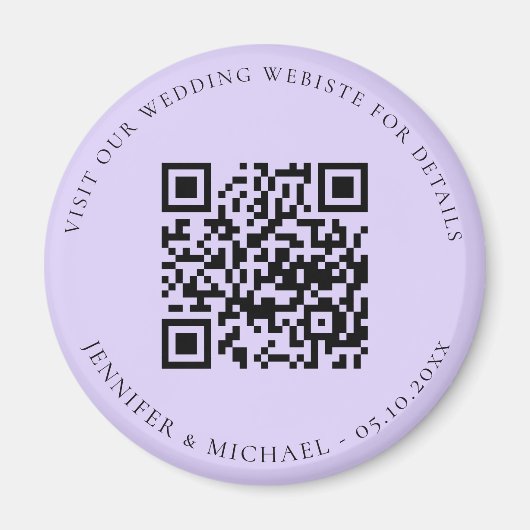 Aimant Détails du code QR du site web de mariage violet (Devant)