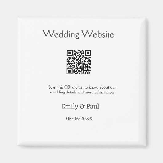 Aimant Détails mariage Web scan QR ajouter nom couple (Devant)