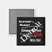 Aimant Detroit Autour De Town Love (Recto/Verso)