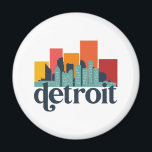 Aimant Detroit Michigan City Skyline Retro City Art<br><div class="desc">Design urbain vintage et rétro avec une belle skyline, attraction touristique et art urbain. gratte-ciel Cool et silhouette de construction merchandises pour touristes et voyageurs. Parfait comme souvenir à rapporter à la maison lorsque vous voyagez dans le monde entier. Enregistrez la mémoire de votre voyage et de vos vacances en...</div>