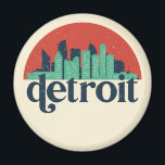 Aimant Detroit Michigan City Skyline Retro City Art<br><div class="desc">Design urbain vintage et rétro avec une belle skyline, attraction touristique et art urbain. gratte-ciel Cool et silhouette de construction merchandises pour touristes et voyageurs. Parfait comme souvenir à rapporter à la maison lorsque vous voyagez dans le monde entier. Enregistrez la mémoire de votre voyage et de vos vacances en...</div>