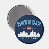 Aimant Detroit Michigan Est. 1701 Funny Vintage (Recto/Verso)